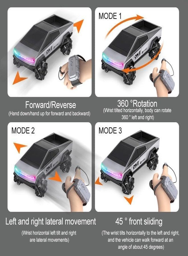 Bhavenu Remote Control Cybertruck Style Stunt Car for Kids | 2.4GHz Drift & Side Driving RC Toy with LED Lights (Multicolor) - Image 3